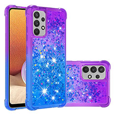 Silikon Hülle Handyhülle Gummi Schutzhülle Flexible Tasche Bling-Bling S02 für Samsung Galaxy A32 4G Violett