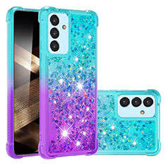 Silikon Hülle Handyhülle Gummi Schutzhülle Flexible Tasche Bling-Bling S02 für Samsung Galaxy A35 5G Hellblau