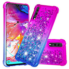 Silikon Hülle Handyhülle Gummi Schutzhülle Flexible Tasche Bling-Bling S02 für Samsung Galaxy A70 Violett