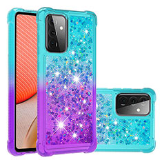 Silikon Hülle Handyhülle Gummi Schutzhülle Flexible Tasche Bling-Bling S02 für Samsung Galaxy A72 4G Hellblau