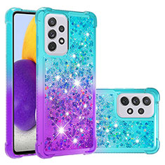 Silikon Hülle Handyhülle Gummi Schutzhülle Flexible Tasche Bling-Bling S02 für Samsung Galaxy A73 5G Hellblau