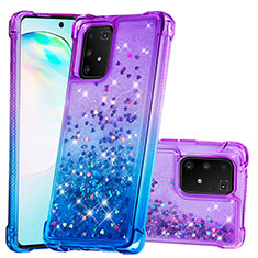 Silikon Hülle Handyhülle Gummi Schutzhülle Flexible Tasche Bling-Bling S02 für Samsung Galaxy A91 Violett