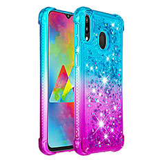 Silikon Hülle Handyhülle Gummi Schutzhülle Flexible Tasche Bling-Bling S02 für Samsung Galaxy M20 Hellblau