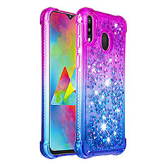 Silikon Hülle Handyhülle Gummi Schutzhülle Flexible Tasche Bling-Bling S02 für Samsung Galaxy M20 Violett