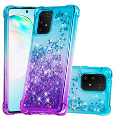 Silikon Hülle Handyhülle Gummi Schutzhülle Flexible Tasche Bling-Bling S02 für Samsung Galaxy M80S Hellblau