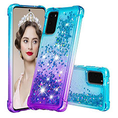 Silikon Hülle Handyhülle Gummi Schutzhülle Flexible Tasche Bling-Bling S02 für Samsung Galaxy S20 5G Hellblau