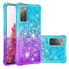 Silikon Hülle Handyhülle Gummi Schutzhülle Flexible Tasche Bling-Bling S02 für Samsung Galaxy S20 FE 5G Hellblau