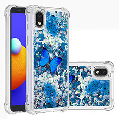 Silikon Hülle Handyhülle Gummi Schutzhülle Flexible Tasche Bling-Bling S03 für Samsung Galaxy A01 Core Blau