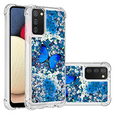 Silikon Hülle Handyhülle Gummi Schutzhülle Flexible Tasche Bling-Bling S03 für Samsung Galaxy A03s Blau