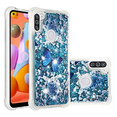 Silikon Hülle Handyhülle Gummi Schutzhülle Flexible Tasche Bling-Bling S03 für Samsung Galaxy A11 Blau