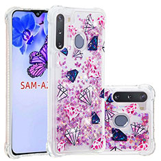 Silikon Hülle Handyhülle Gummi Schutzhülle Flexible Tasche Bling-Bling S03 für Samsung Galaxy A21 European Helles Lila