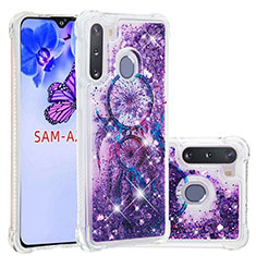 Silikon Hülle Handyhülle Gummi Schutzhülle Flexible Tasche Bling-Bling S03 für Samsung Galaxy A21 European Violett