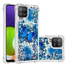 Silikon Hülle Handyhülle Gummi Schutzhülle Flexible Tasche Bling-Bling S03 für Samsung Galaxy A22 4G Blau