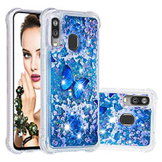 Silikon Hülle Handyhülle Gummi Schutzhülle Flexible Tasche Bling-Bling S03 für Samsung Galaxy A40 Blau