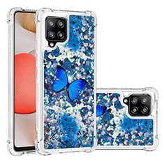 Silikon Hülle Handyhülle Gummi Schutzhülle Flexible Tasche Bling-Bling S03 für Samsung Galaxy A42 5G Blau