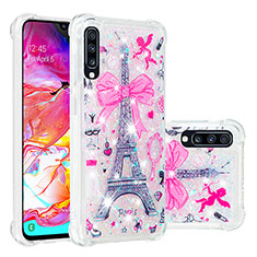 Silikon Hülle Handyhülle Gummi Schutzhülle Flexible Tasche Bling-Bling S03 für Samsung Galaxy A70 Rosa