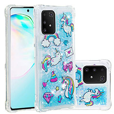 Silikon Hülle Handyhülle Gummi Schutzhülle Flexible Tasche Bling-Bling S03 für Samsung Galaxy A91 Hellblau