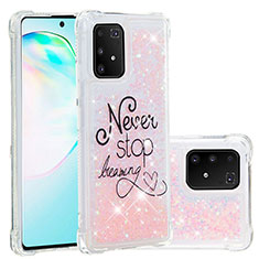 Silikon Hülle Handyhülle Gummi Schutzhülle Flexible Tasche Bling-Bling S03 für Samsung Galaxy A91 Rosa