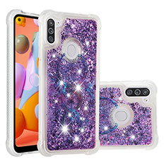 Silikon Hülle Handyhülle Gummi Schutzhülle Flexible Tasche Bling-Bling S04 für Samsung Galaxy A11 Violett