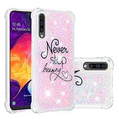 Silikon Hülle Handyhülle Gummi Schutzhülle Flexible Tasche Bling-Bling S04 für Samsung Galaxy A30S Rosa