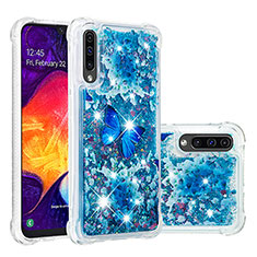 Silikon Hülle Handyhülle Gummi Schutzhülle Flexible Tasche Bling-Bling S04 für Samsung Galaxy A50 Blau