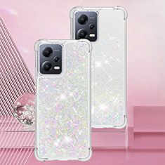 Silikon Hülle Handyhülle Gummi Schutzhülle Flexible Tasche Bling-Bling YB3 für Xiaomi Redmi Note 12 Pro 5G Silber