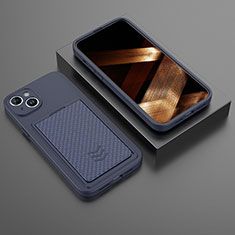 Silikon Hülle Handyhülle Gummi Schutzhülle Flexible Tasche KC1 für Apple iPhone 15 Blau