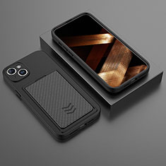 Silikon Hülle Handyhülle Gummi Schutzhülle Flexible Tasche KC1 für Apple iPhone 15 Schwarz