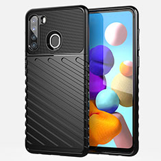 Silikon Hülle Handyhülle Gummi Schutzhülle Flexible Tasche Köper für Samsung Galaxy A21 Schwarz