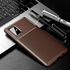 Silikon Hülle Handyhülle Gummi Schutzhülle Flexible Tasche Köper für Samsung Galaxy A71 4G A715 Braun
