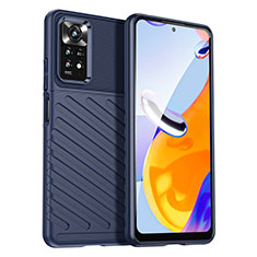 Silikon Hülle Handyhülle Gummi Schutzhülle Flexible Tasche Köper MF1 für Xiaomi Redmi Note 11 Pro 4G Blau