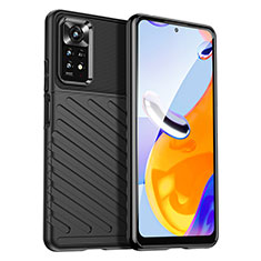 Silikon Hülle Handyhülle Gummi Schutzhülle Flexible Tasche Köper MF1 für Xiaomi Redmi Note 11 Pro 4G Schwarz