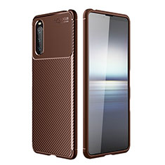 Silikon Hülle Handyhülle Gummi Schutzhülle Flexible Tasche Köper S01 für Sony Xperia 10 III Braun