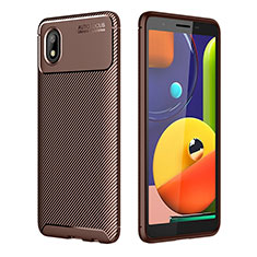 Silikon Hülle Handyhülle Gummi Schutzhülle Flexible Tasche Köper WL1 für Samsung Galaxy M01 Core Braun