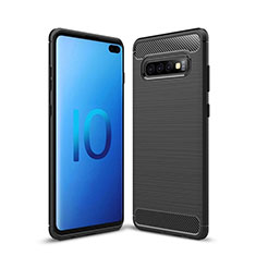 Silikon Hülle Handyhülle Gummi Schutzhülle Flexible Tasche Line C01 für Samsung Galaxy S10 Plus Schwarz