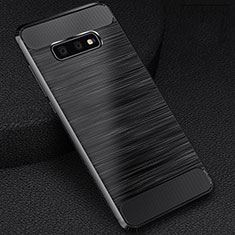 Silikon Hülle Handyhülle Gummi Schutzhülle Flexible Tasche Line C02 für Samsung Galaxy S10e Schwarz