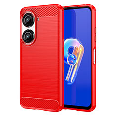 Silikon Hülle Handyhülle Gummi Schutzhülle Flexible Tasche Line für Asus Zenfone 9 Rot