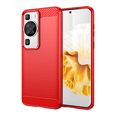 Silikon Hülle Handyhülle Gummi Schutzhülle Flexible Tasche Line für Huawei P60 Pro Rot