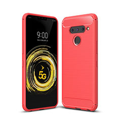 Silikon Hülle Handyhülle Gummi Schutzhülle Flexible Tasche Line für LG V50 ThinQ 5G Rot