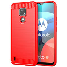 Silikon Hülle Handyhülle Gummi Schutzhülle Flexible Tasche Line für Motorola Moto E7 (2020) Rot