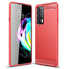 Silikon Hülle Handyhülle Gummi Schutzhülle Flexible Tasche Line für Motorola Moto Edge Lite 5G Rot