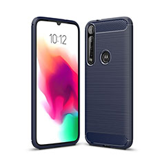 Silikon Hülle Handyhülle Gummi Schutzhülle Flexible Tasche Line für Motorola Moto G8 Plus Blau