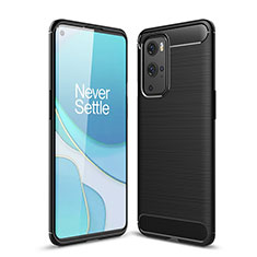 Silikon Hülle Handyhülle Gummi Schutzhülle Flexible Tasche Line für OnePlus 9 Pro 5G Schwarz