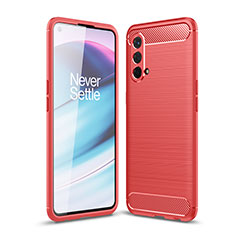 Silikon Hülle Handyhülle Gummi Schutzhülle Flexible Tasche Line für OnePlus Nord CE 5G Rot