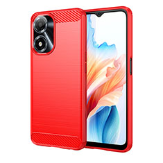 Silikon Hülle Handyhülle Gummi Schutzhülle Flexible Tasche Line für Oppo A2x 5G Rot