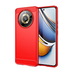 Silikon Hülle Handyhülle Gummi Schutzhülle Flexible Tasche Line für Realme 11 Pro 5G Rot