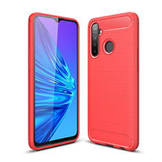 Silikon Hülle Handyhülle Gummi Schutzhülle Flexible Tasche Line für Realme 5 Rot