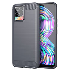 Silikon Hülle Handyhülle Gummi Schutzhülle Flexible Tasche Line für Realme 8 4G Grau