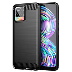 Silikon Hülle Handyhülle Gummi Schutzhülle Flexible Tasche Line für Realme 8 4G Schwarz