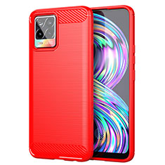 Silikon Hülle Handyhülle Gummi Schutzhülle Flexible Tasche Line für Realme 8 Pro Rot